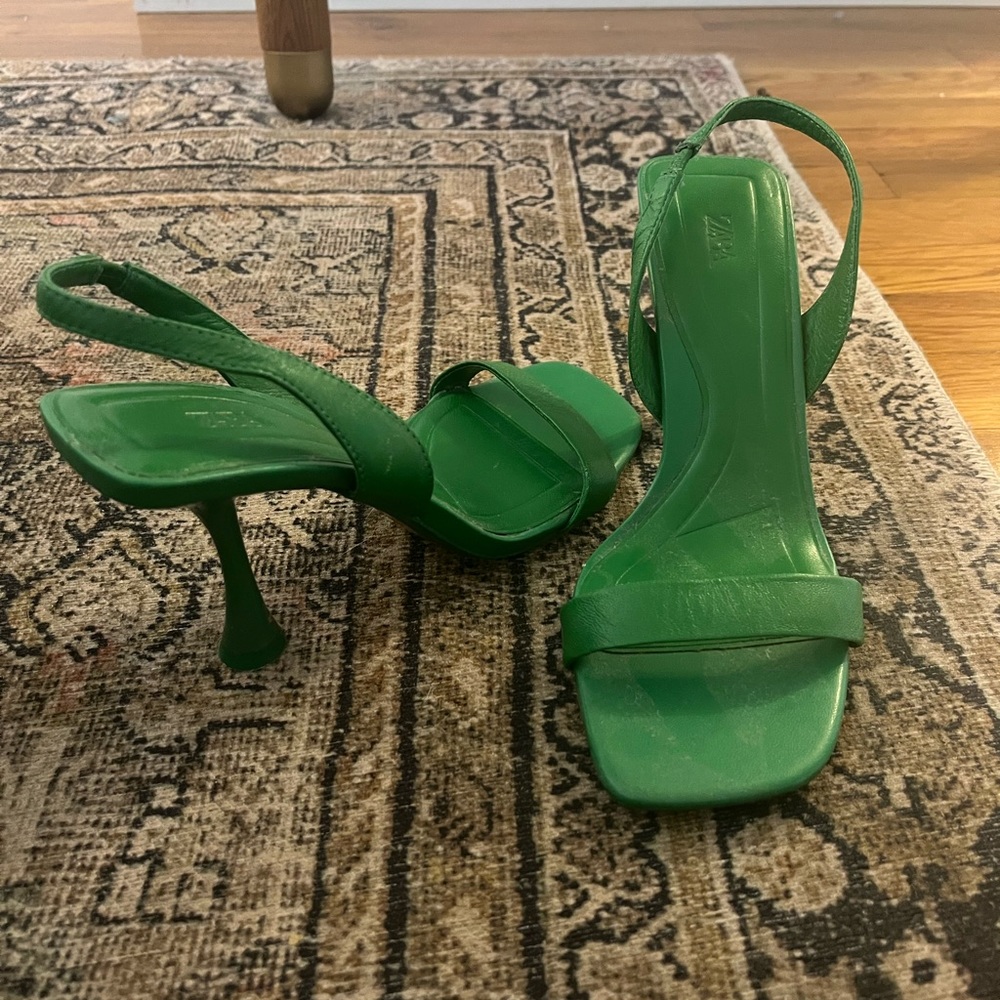 Zara green strap you sandal. Worn once!